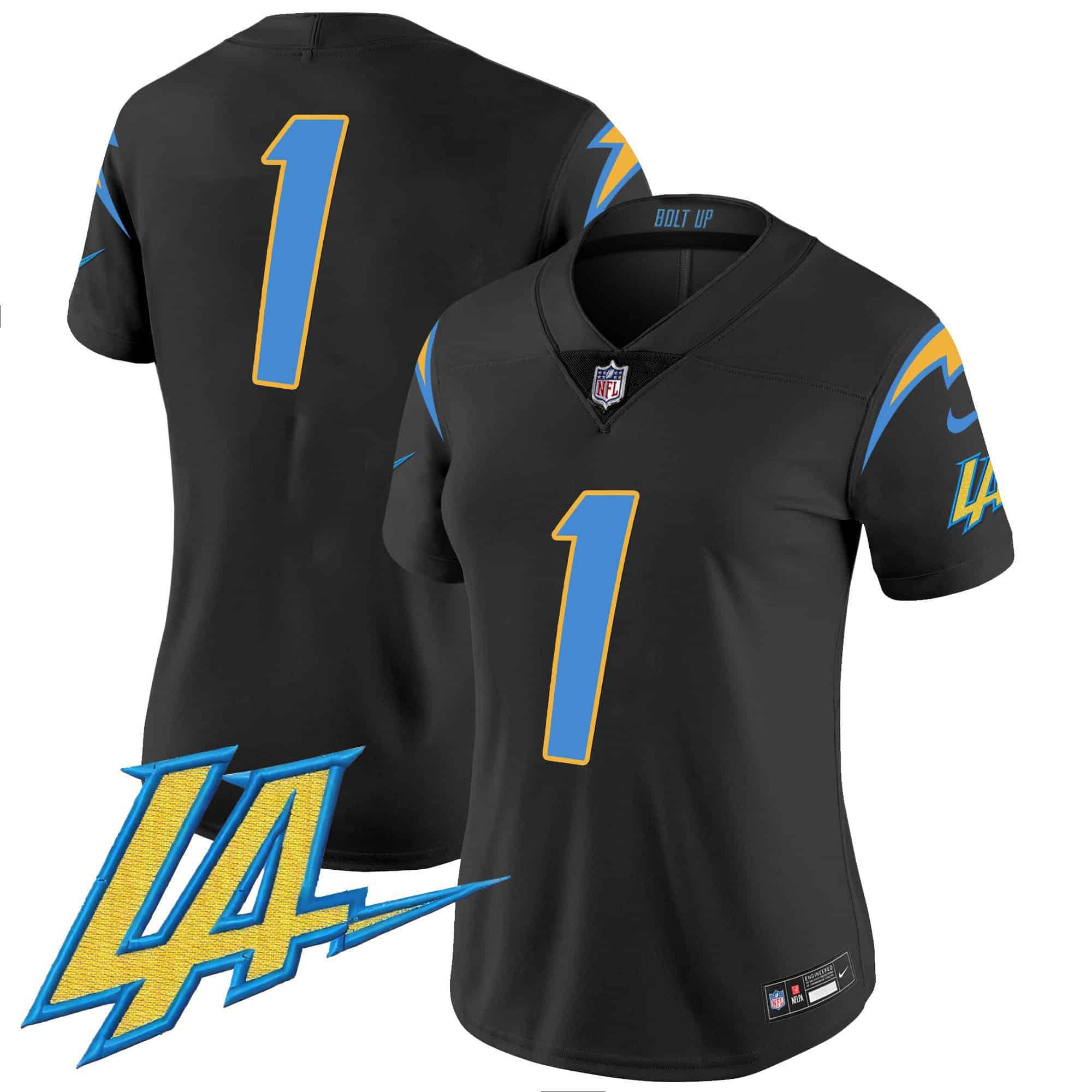 Men Los Angeles Chargers #1 No Name Black 2024 Nike Vapor Limited NFL Jersey style 1->indianapolis colts->NFL Jersey